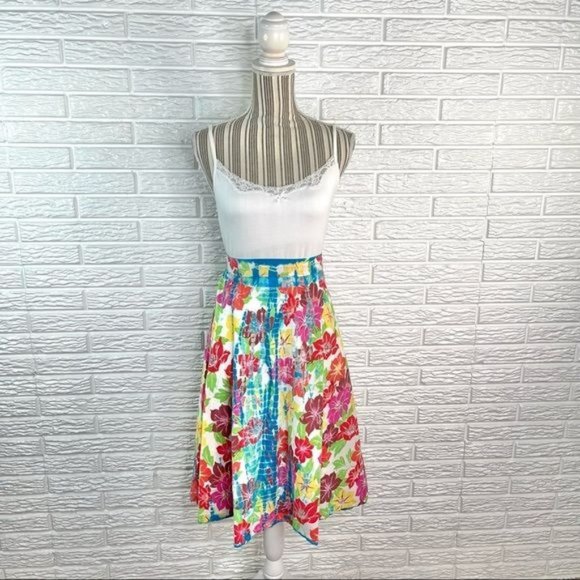 Vintage Dresses & Skirts - Vintage Studio West Lightweight Floral Midi Skirt Multicolored Size Large